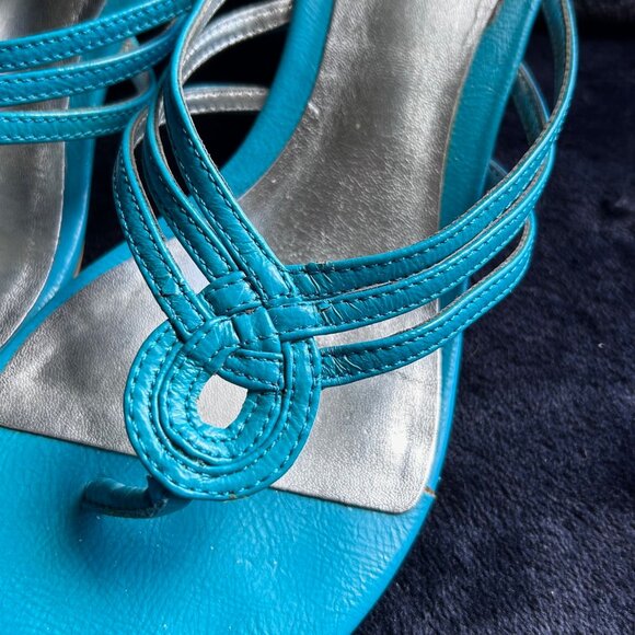 Turquoise Kitten heel thong sandals Size 8.5 - Picture 6 of 10